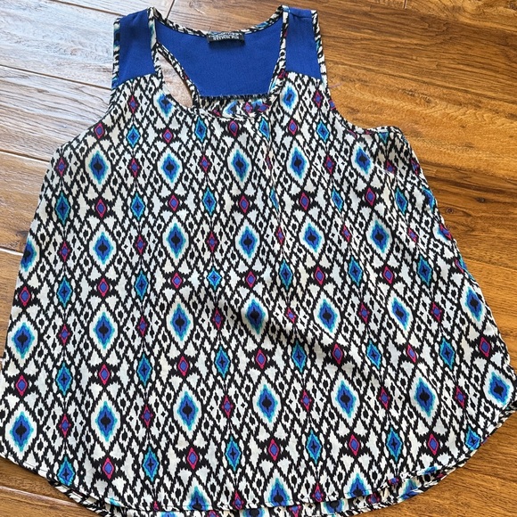 Papermoon Blue and Pink Geometric Tank Top - Picture 1 of 3